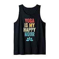 Yoga Is My Happy Hour Meme Vintage Funny Yoga Saying Tank Top