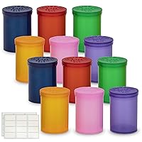Pill Bottles with Caps - Multi-Use Airtight Pop Top Opening Container 12-Pack Plastic Bottle Organizer for Medicines, Supplements, Snacks, or Any Small Items for Office Supplies, Arts and Crafts