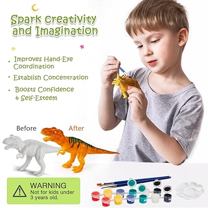 BATURU Dinosaur Painting kit for Kids, Arts and Crafts for Kids Ages 3-12, Anti-Break Dinosaur Toys for Kids 3-12, Dinosaur Crafts for Girls and Boys, Toys for Girls and Boys