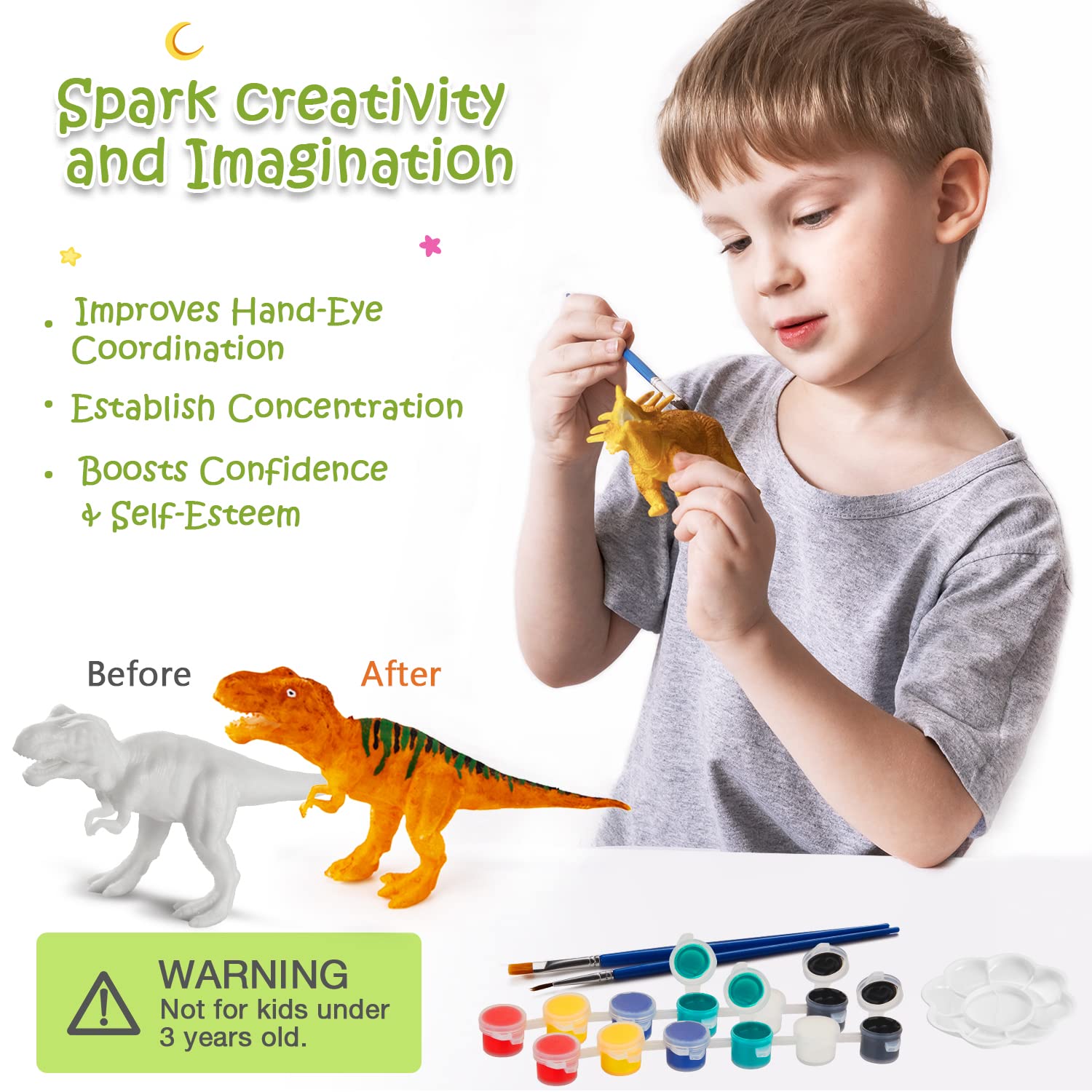 BATURU Arts and Crafts for Kids Ages 3-12, Anti-Break Dinosaur Toys for Kids 3-12, Dinosaur Crafts for Girls and Boys, Toys for Girls and Boy Age 4 5 6 7 8, Easter Basket Stuffers for Kids