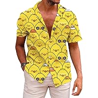 KYKU Men's Casual Button-Down Shirts Hawaiian Shirt Short Sleeve Beach Clothes with Pockets