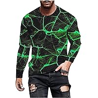Mens 3D Print T Shirts Stylish Long Sleeve Graphic Tee Shirt Crewneck Pullover Tops Casual Athletic Muscle Fit Shirt