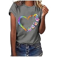 XJYIOEWT Sexy Tops Tops Printing Loose Letter Sleeves Blouse Casual Women Short T-Shirt O-Neck Women's Blouse Dish Top
