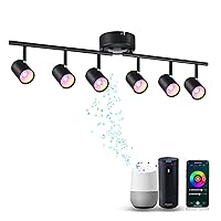 6-Light Smart WiFi LED Track Lighting Kit,Track Light Heads Compatible with Alexa Google Home,RGBCW Color Changing,No Hub Required,40W 2700K-6500K,CRI 90+,3000LM,Black