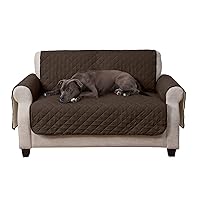 Furhaven Water-Resistant & Reversible Loveseat Cover Protector for Dogs, Cats, & Children - Two-Tone Pinsonic Quilted Living Room Furniture Cover - Espresso/Clay, Loveseat
