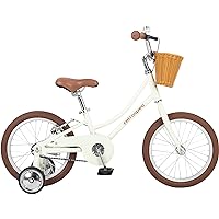 Beaumont Mini 16 Inch Kids Bike for 4-6 Year-olds with Cushioning Tires, V-Brakes, Training Wheels, Basket and Bell for Boys and Girls Childrens Bicycle