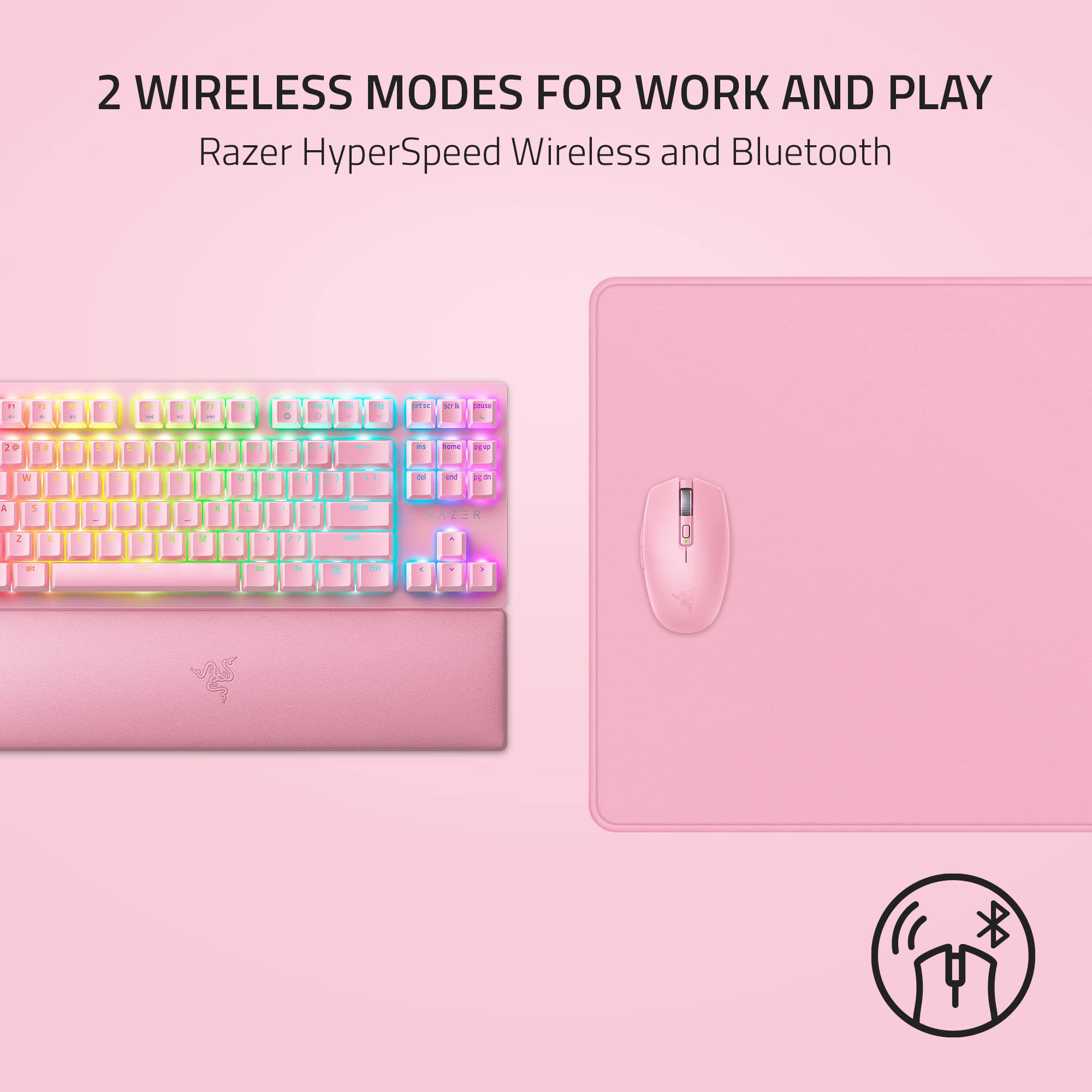Razer Orochi V2 Mobile Wireless Gaming Mouse: Ultra Lightweight - 2 Wireless Modes - Up to 950 Hr Battery Life - Mechanical Mouse Switches - 5G Advanced 18K DPI Optical Sensor - Quartz Pink