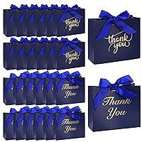VGOODALL 24PCS Thank You Gift Bags, Party Favor Bags with Bow Ribbon Mini Gift Boxes Bulk Candy Bags for Birthday Wedding Party Bridal Shower Dark Blue