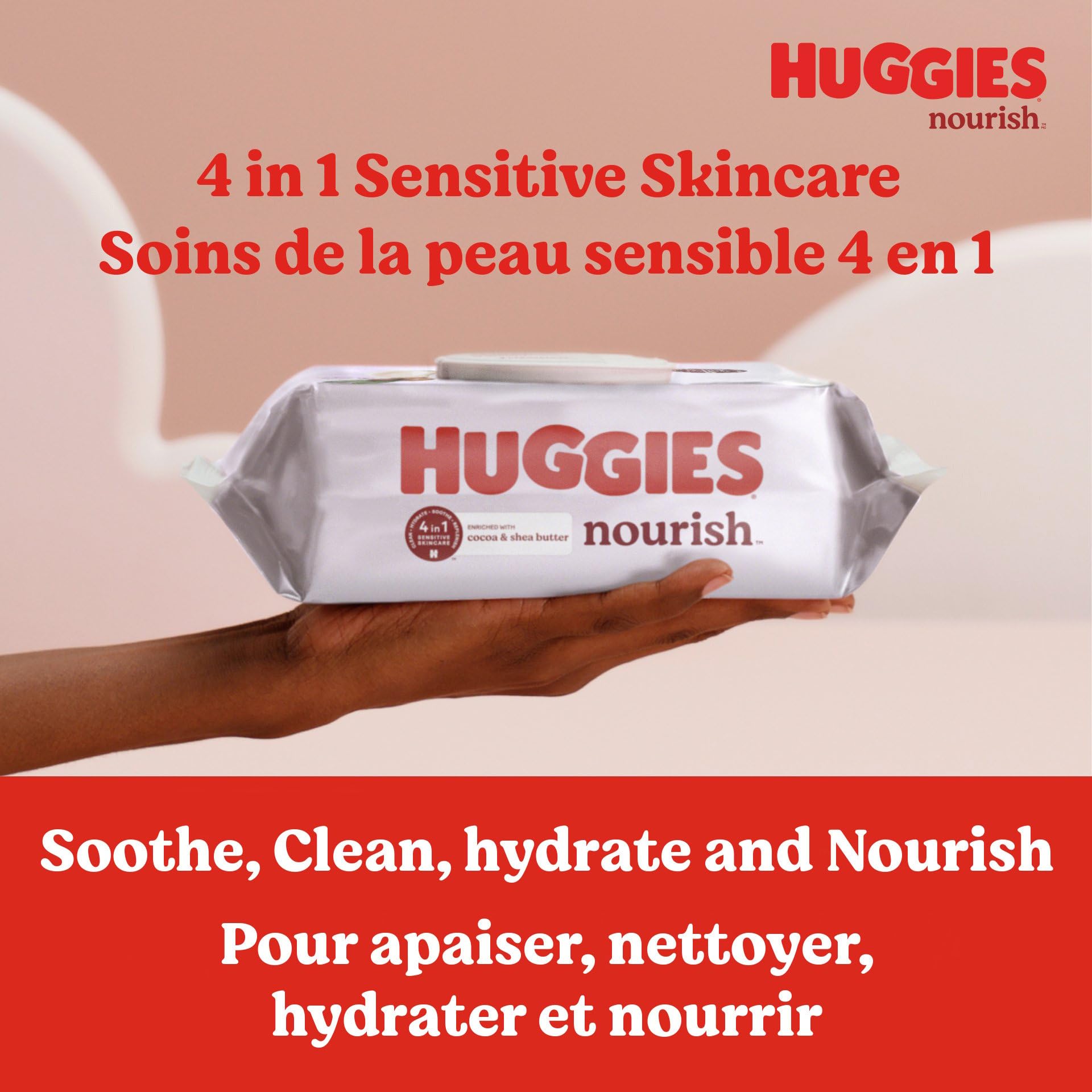 Huggies Nourish Scented Baby Wipes, 10 Push Button Packs (560 Wipes Total)