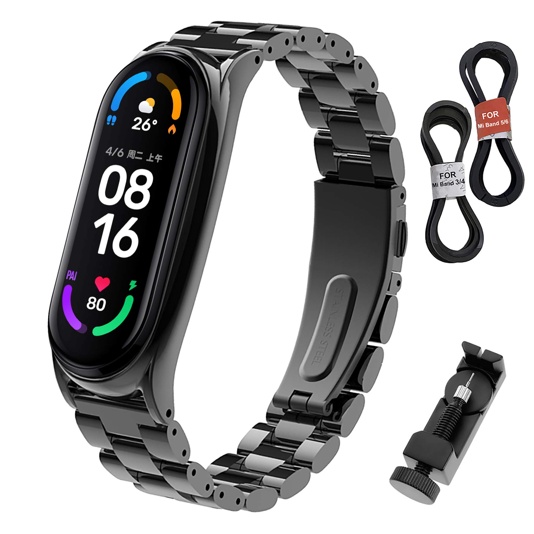 Mua BDIG For Xiaomi Mi Band 5 Mi Band 6 Compatible,Luxury Stainless Steel  Replacement Band Watch Replacement Strap Xiaomi 4 Mi Band 3 Band Bracelet  Strap with Adjustment Tool trên Amazon Nhật