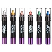 Metallic Face Paint Stick/Body Crayon makeup for Face & Body 0.12oz - Easily create metallic designs like a pro! - Set of 6 colours