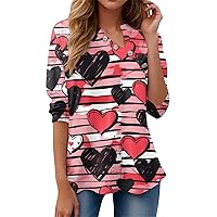 Sexy Blouses for Women Cute Floral Print Button V Neck Shirts Long Sleeve Casual Loose Tops Trendy Tunic Tops