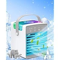 Portable Air Conditioner, 4 in 1 Evaporative Air Cooler with 300ml Water Tank, 2-8 H Timing Touch Screen Portable Air Cooler, Air Conditioner Portable for Car Home Camping Room