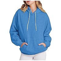 Btbdydh Basic Tops for Women Womens Oversized Sweatshirts Long Sleeve with Pockets Pullover Hoodies Solid Color Fleece Sweaters Fall Winter Outfits