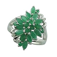 Sakota Emerald Marquise Shape 2 Carat Natural Earth Mined Gemstone 10K White Gold Ring Unique Jewelry for Women & Men
