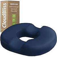 Donut Pillow Seat Cushion for Tailbone Pain Relief and Hemorrhoids, Memory Foam Seat Chair Cushion for Postpartum Pregnancy, Seat Cushions for Men and Women for Home & Office, (Blue)