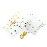 Gold Birthday Party Favors Boxes - Gold Dots Candy Thank You Treat Box Wedding Baby Shower Party Favors Small Gift Packaging Boxes Supplies, 20pc