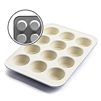 GreenLife Bakeware Healthy Ceramic Nonstick, 12 Cup Muffin and Cupcake Baking Pan, PFAS-Free, Gray