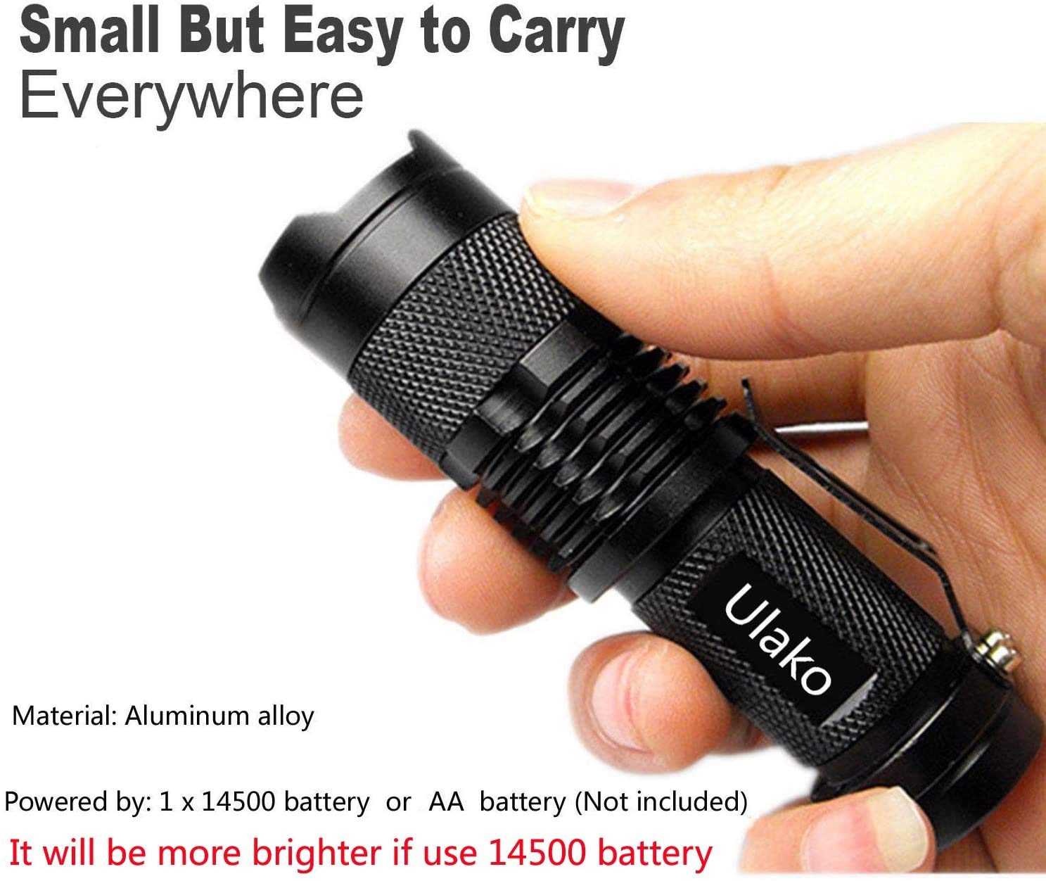 Ulako Single 1 Mode Zoomable LED 150 Yard Green Light Flashlight Torch for Fishing Hunting Detector