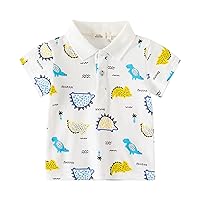Large Pack Cute Lapel Children's Short Sleeve Tops Kids Dinosaur Shirt Toddler Boy Button Thermal Underwear