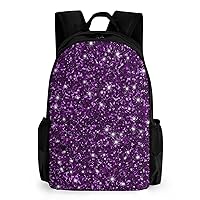 NiYoung Men Women Lightweight Beautiful Dark Purple Bling Glitter Sparkles Pattern Backpack Large Capacity Bookbag With Smooth Zippers for Gym Business Running