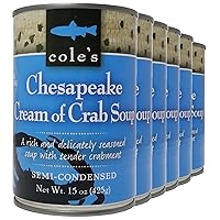 Cole’s - Pack of 6 Chesapeake Cream of Crab Soup - Premium Canned Fresh Crab Meat & Nutritious Semi Condensed and Gluten-free Crab Bisque – 15 oz Per Container