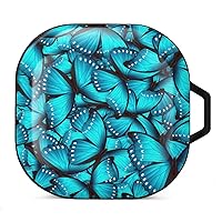 Blue Monarch Butterfly Pattern Printed Bluetooth Case Cover Hard PC Headset Protective Shell for Samsung Headset