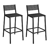 VASAGLE Bar Stool Set of 2, Bar Chairs for Kitchen, Dining Room, Industrial, Charcoal Gray and Black ULBC070B22
