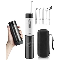 Water Dental Flosser Teeth Pick - Cordless Portable Oral Irrigator Rechargeable Collapsible Mini Irrigation Cleaner with Case, 4 Modes, with DIY, IPX7 Waterproof Travel Floss for Teeth Cleaning