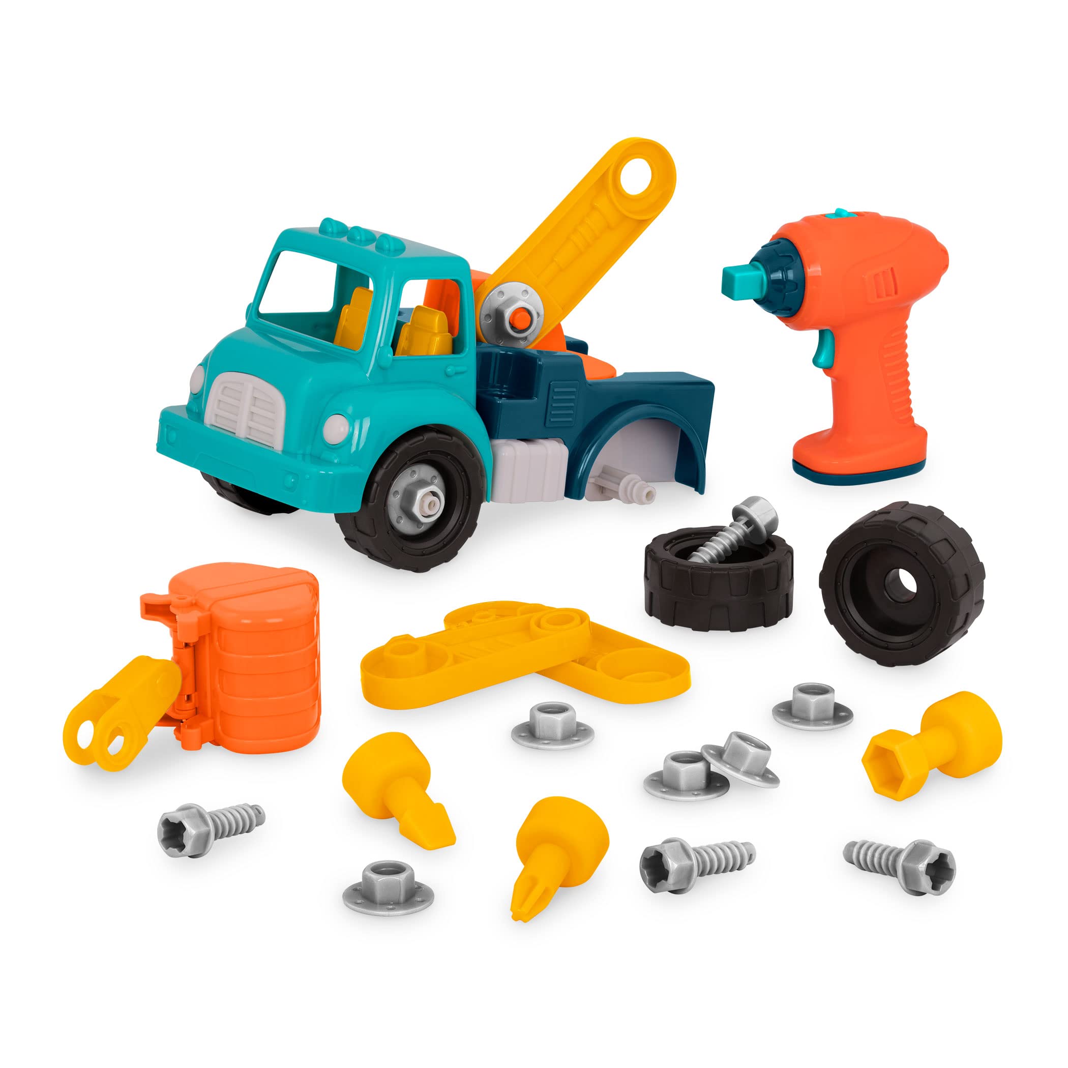 Battat - Take-Apart Crane – Take-Apart Toy Crane Truck with Toy Drill Building Toys for Kids 3 years + (33-Pcs) Dark Blue