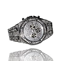 Men's Womens Silver White Gold Hexagonal Dial Wrist Watch Band Luxury CZ Diamond Iced Bracelet Baguette Round Dial Watch For Men Women Hip Hop Rapper Choice, Custom Fit Watch, Bust Down Watch