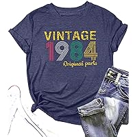 Women Vintage 1984 Shirt 40th Birthday Gift Forty Birthday Tshirt 40 Years of Being Awesome Retro Birthday Tops