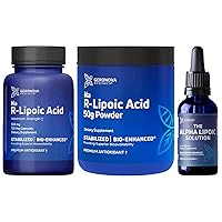 R-Lipoic Acid 300mg 120 Caps, Bio-Enhanced Na R-Lipoic Acid 50g Powder and The Alpha Lipoic Solution Bundle