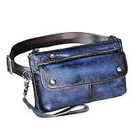 Le'aokuu Mens Genuine Leather Brown Travel Sling Bag Hip Bum Fanny Belt Waist Pack bag Phone Pouch 811-29