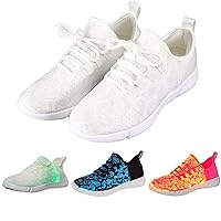 rosyclo Light Up Shoes Fiber Optic LED Luminous Trainers for Men Women USB Charging Breathable Flashing Trainers for Festivals Party Luminous Shoes