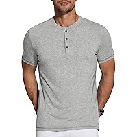 COOFANDY Men's Henley Shirts Short Sleeve Casual Basic Tee Summer Button Henley Soild T Shirts