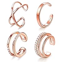 JeryWe 4 Pcs 925 Sterling Silver Ear Cuff for Women Non Piercing Adjustable Ear Cuff Earrings Clip On Cartilage Helix Wrap Ear Jewelry Set