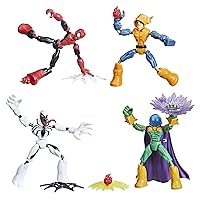 Spider-Man Marvel Bend and Flex Action Figure Toy, and Anti-Venom Vs. Marvel's Mysterio and Hobgoblin, Frustration Free Packaging (Amazon Exclusive), Multicolor, 4 Count (Pack of 1) with Accessories