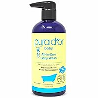 PURA D'OR All-in-One Calming Baby Wash & Shampoo (16 Oz) For Hair & Entire Body, Tear Free, Sulfate Free, Natural Aloe Vera, USDA Biobased Gentle Formula