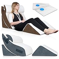Lunix 4pcs Orthopedic Wedge Pillow Set, Memory Foam Sitting Pillow - 2-Pack - Navy & Brown