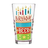 Enesco Designs by Lolita Birthday Beer Hand-Painted Artisan Pint Glass, 16 Ounce, Multicolor