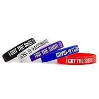 Grand Parfums I GOT The Shot, COVID-19 Vaccinated Stretch Bracelet Set of 5 Assorted Colors, Colorful Non-Toxic Silcone Wristband One Fits Adults, Vaccination Identification Support