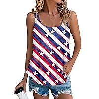 HTHLVMD 4th of July Sport Sleeveless Oversized Blouse Women's Pop Independence Day Cami Relaxed Fit Camisole for Women