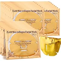 50PCS 24K Gold Bio-collagen Real Deep Facial Mask, Gold Collagen Face Mask Bulk Wholesale, Hydrating Anti Aging Moisturizing Face Mask Sheet Patch for Professional Esthetician Beauty Salon