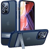 TORRAS iPhone 14 Pro Max Case With Stand [Military Drop Protection][3 Stand Ways Built-In Kickstand] Shockproof Slim Translucent Matte Case iPhone 14 Pro Max Phone Cases For Women Men 6.7'' 2023, Blue