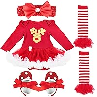 YiZYiF Baby Infant Girls 1st Christmas Costume Tutu Romper Dress Outfits Set