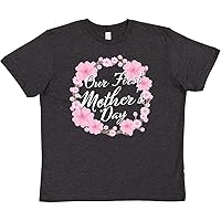 inktastic Our 1st Mother's Day with Pink Flower Wreath Youth T-Shirt