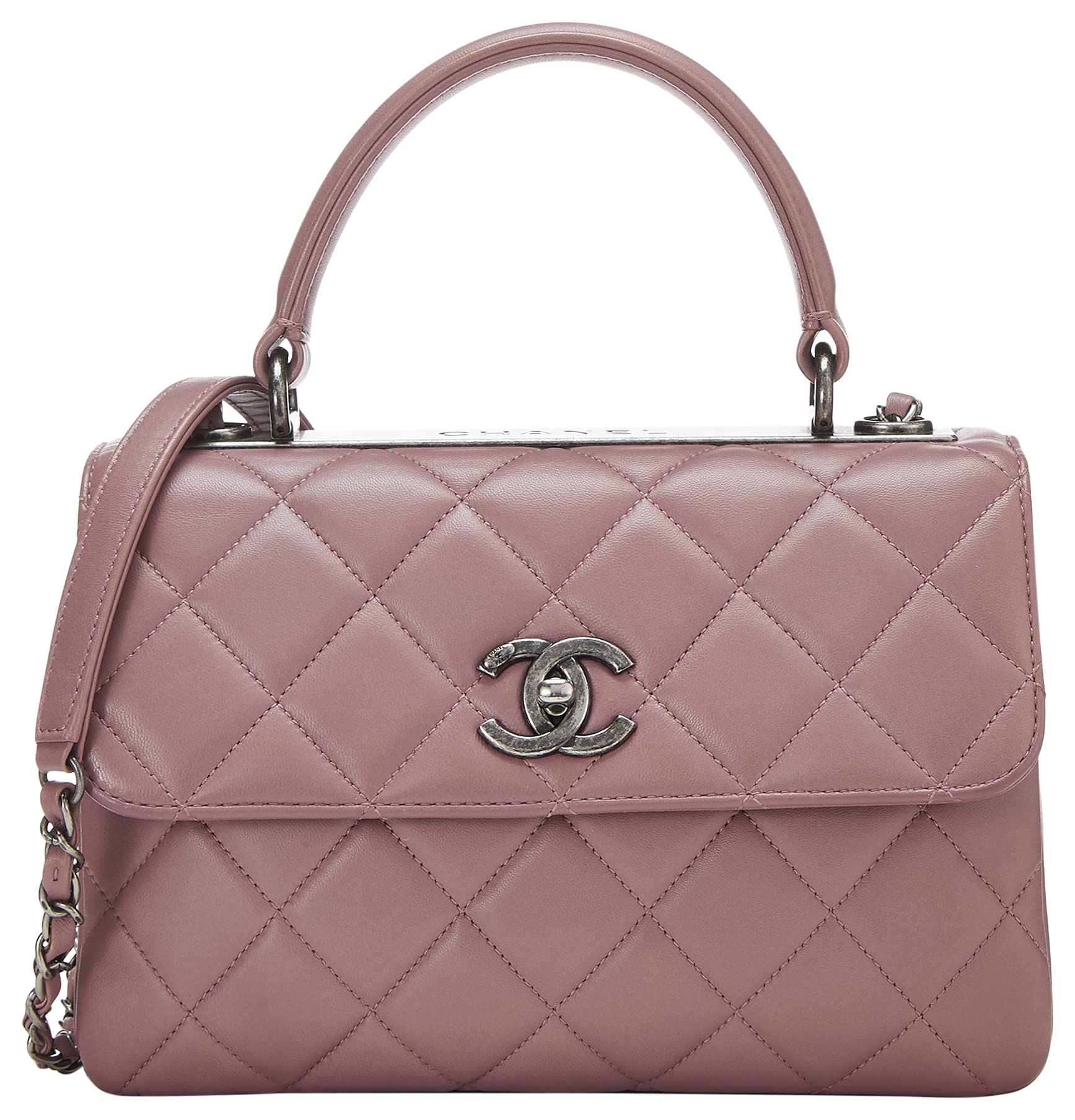 CHANEL, Pre-Loved Purple Quilted Lambskin Flap Top Handle Bag