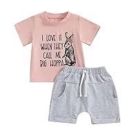 MoZiKQin Baby Boy Easter Outfit Bunny Short Sleeve T-shirt Top Checkered Shorts Set Toddler Boys Easter Outfits