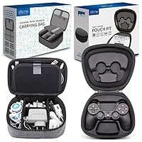 sisma Charging Cords Chargers Battery Travel Organizer (Grey) + PS4 DualShock 4 Wireless Controller Travel Case (Black)